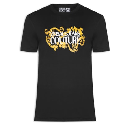 Camiseta Masculina Manga Curta Logo Barroco - Preto