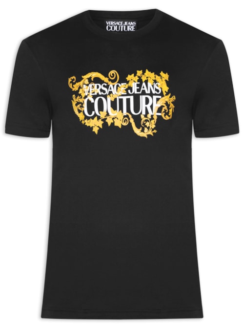 Camiseta Masculina Manga Curta Logo Barroco - Preto