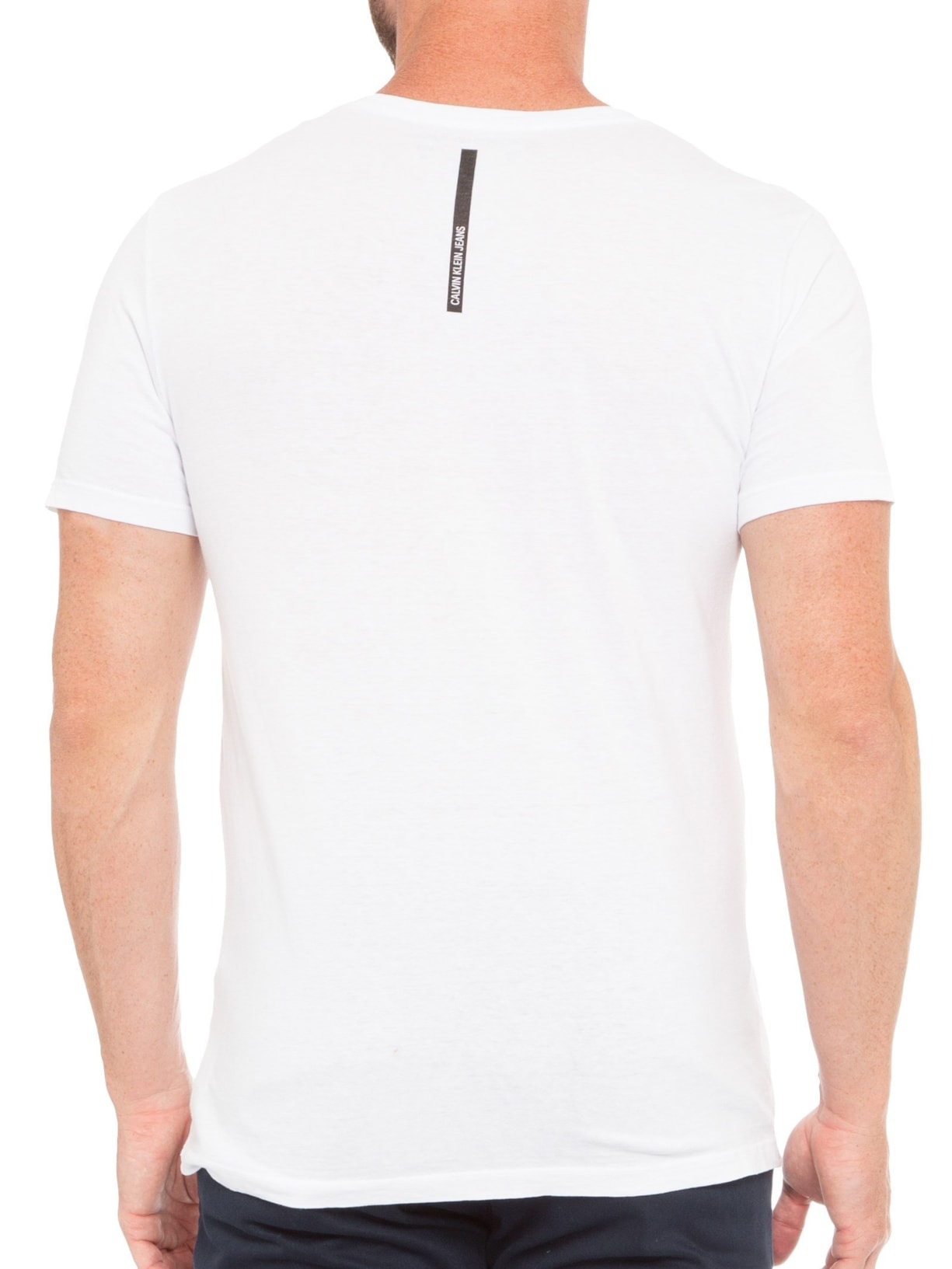 Camiseta Masculina Manga Curta Logo Básico Peito Branco Calvin Klein Jeans