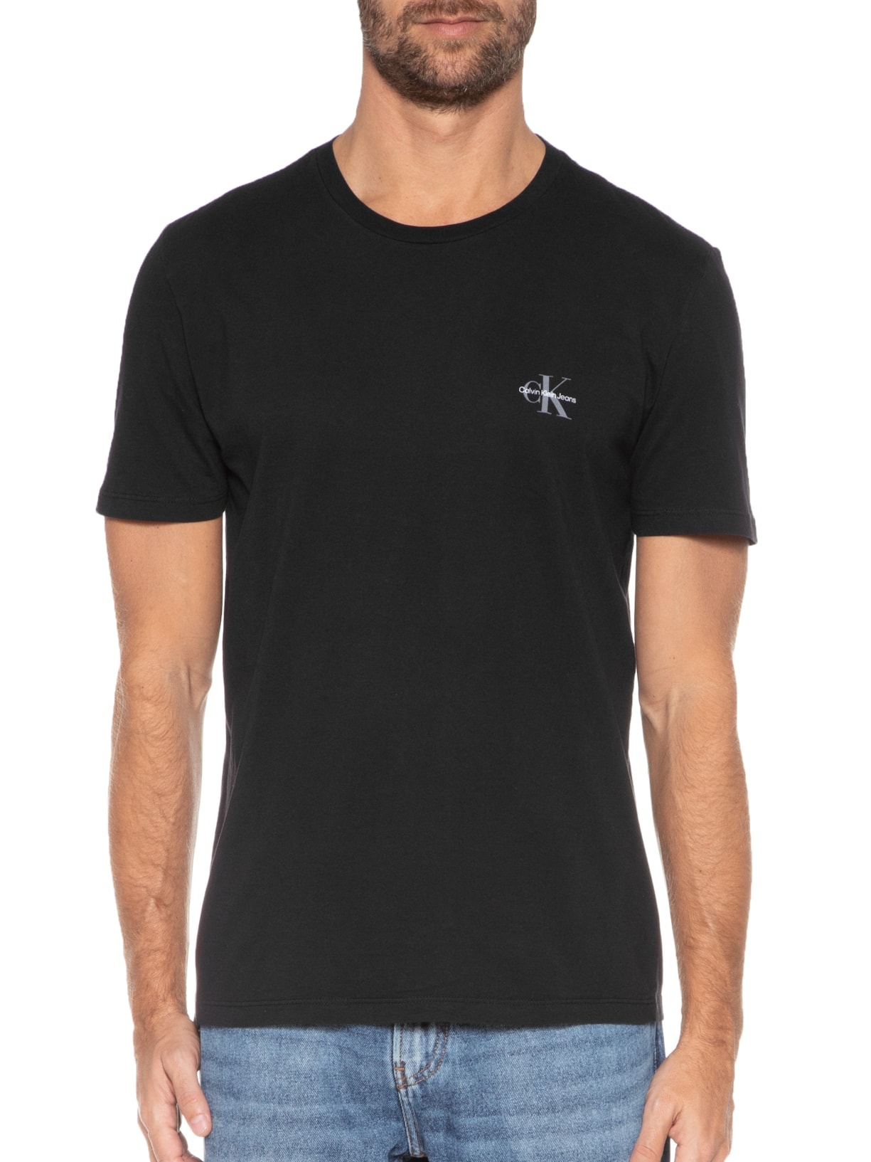 Camiseta Masculina Manga Curta Logo Básico Peito Preto Calvin Klein Jeans