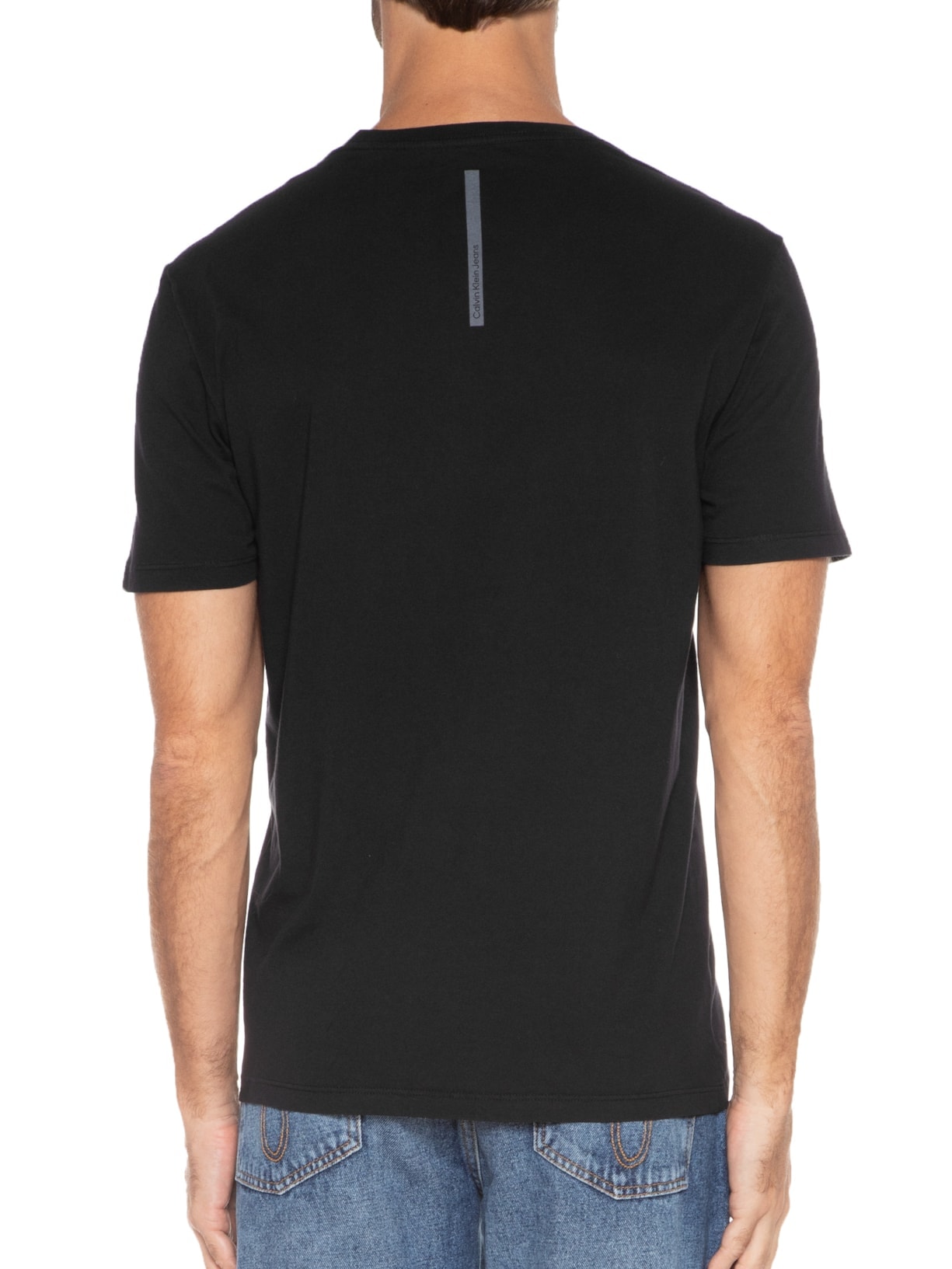 Camiseta Masculina Manga Curta Logo Básico Peito Preto Calvin Klein Jeans