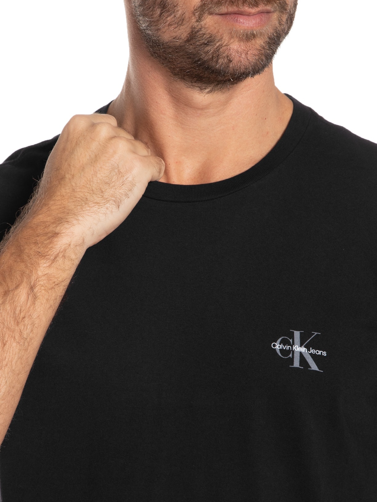 Camiseta Masculina Manga Curta Logo Básico Peito Preto Calvin Klein Jeans