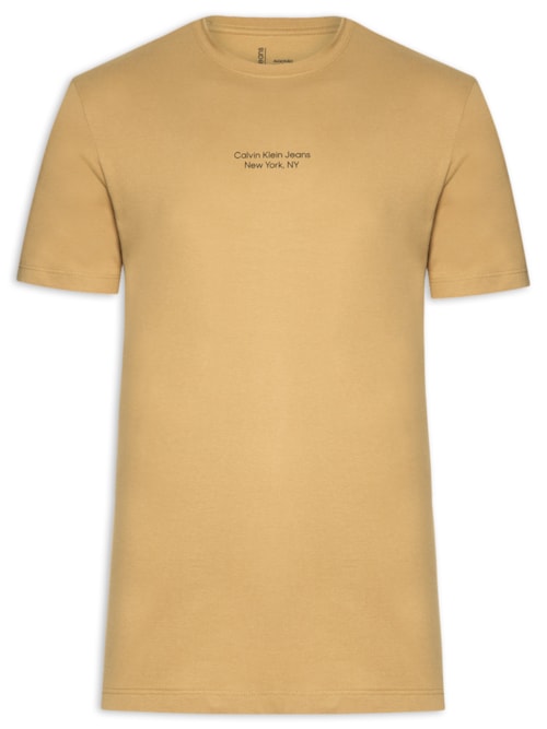 Camiseta Masculina Manga Curta Logo - Bege