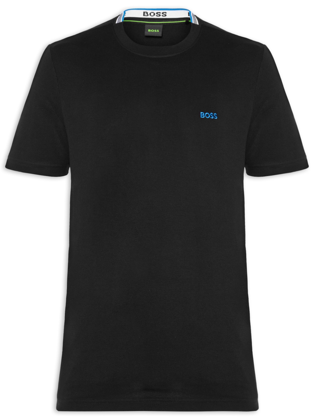 Camiseta Masculina Manga Curta Logo Bordado Preto Boss