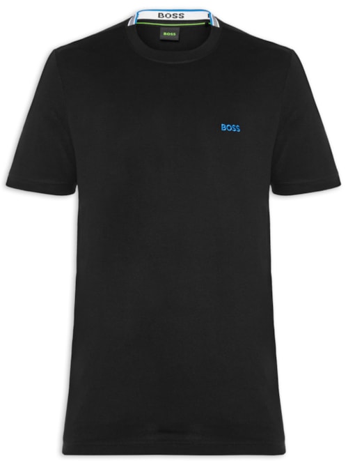 Camiseta Masculina Manga Curta Logo Bordado - Preto