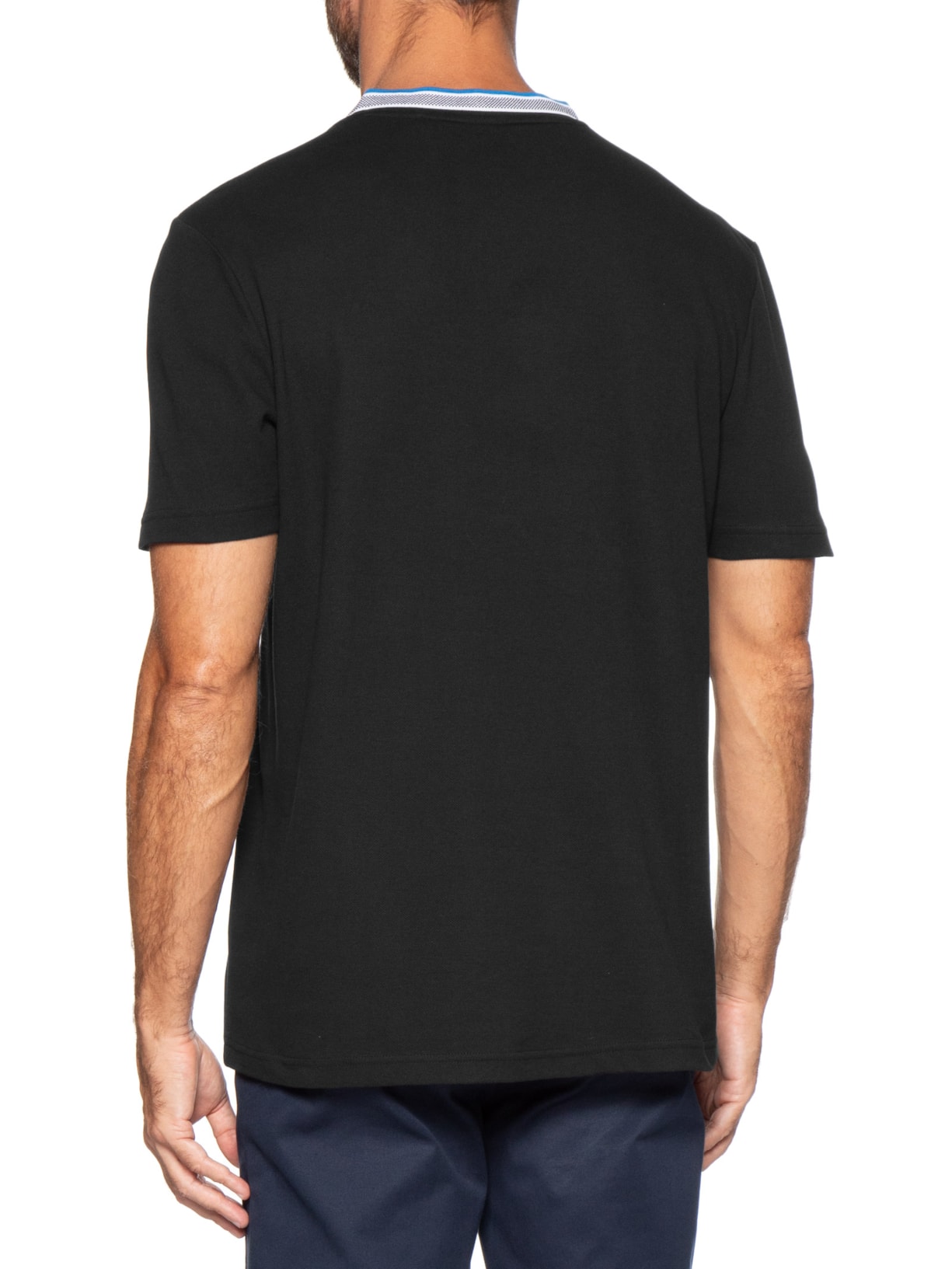 Camiseta Masculina Manga Curta Logo Bordado Preto Boss