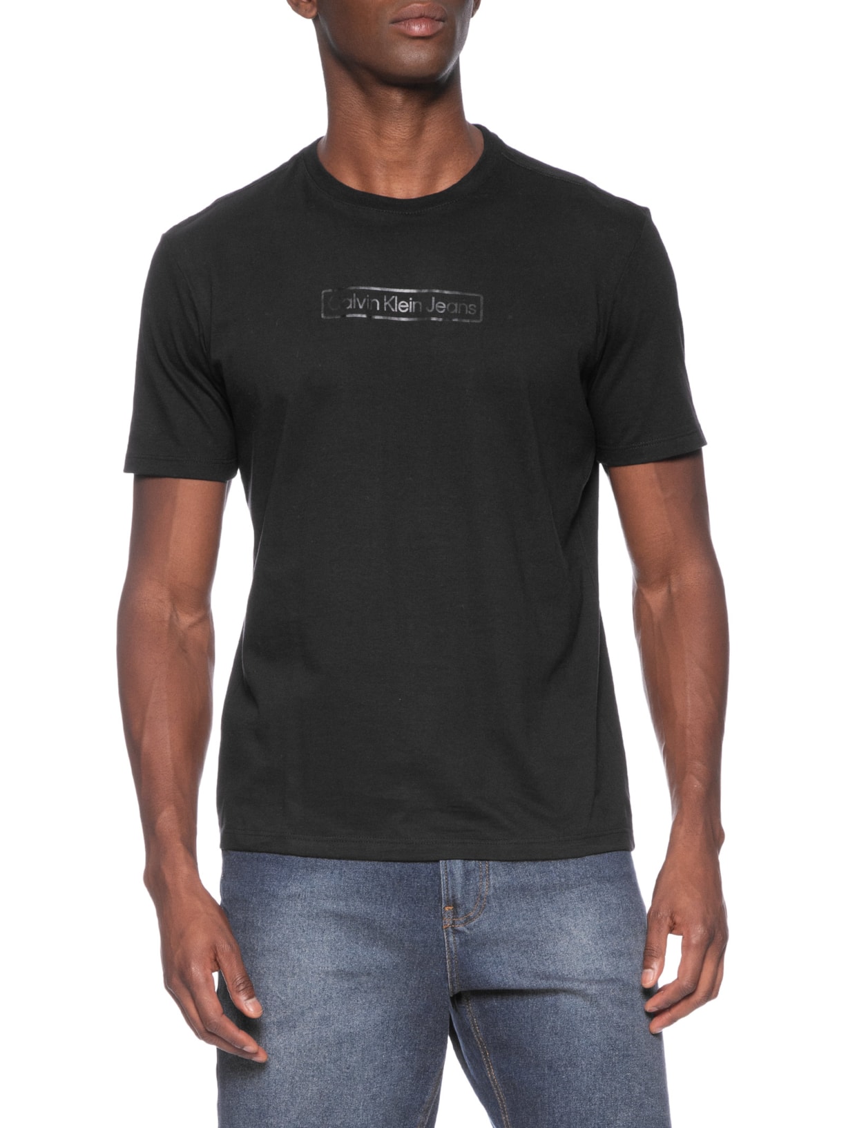 Camiseta Masculina Manga Curta Logo Box Preto Calvin Klein Jeans