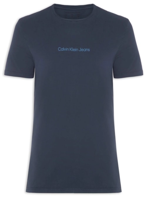 Camiseta Masculina Manga Curta Logo Centralizado - Azul