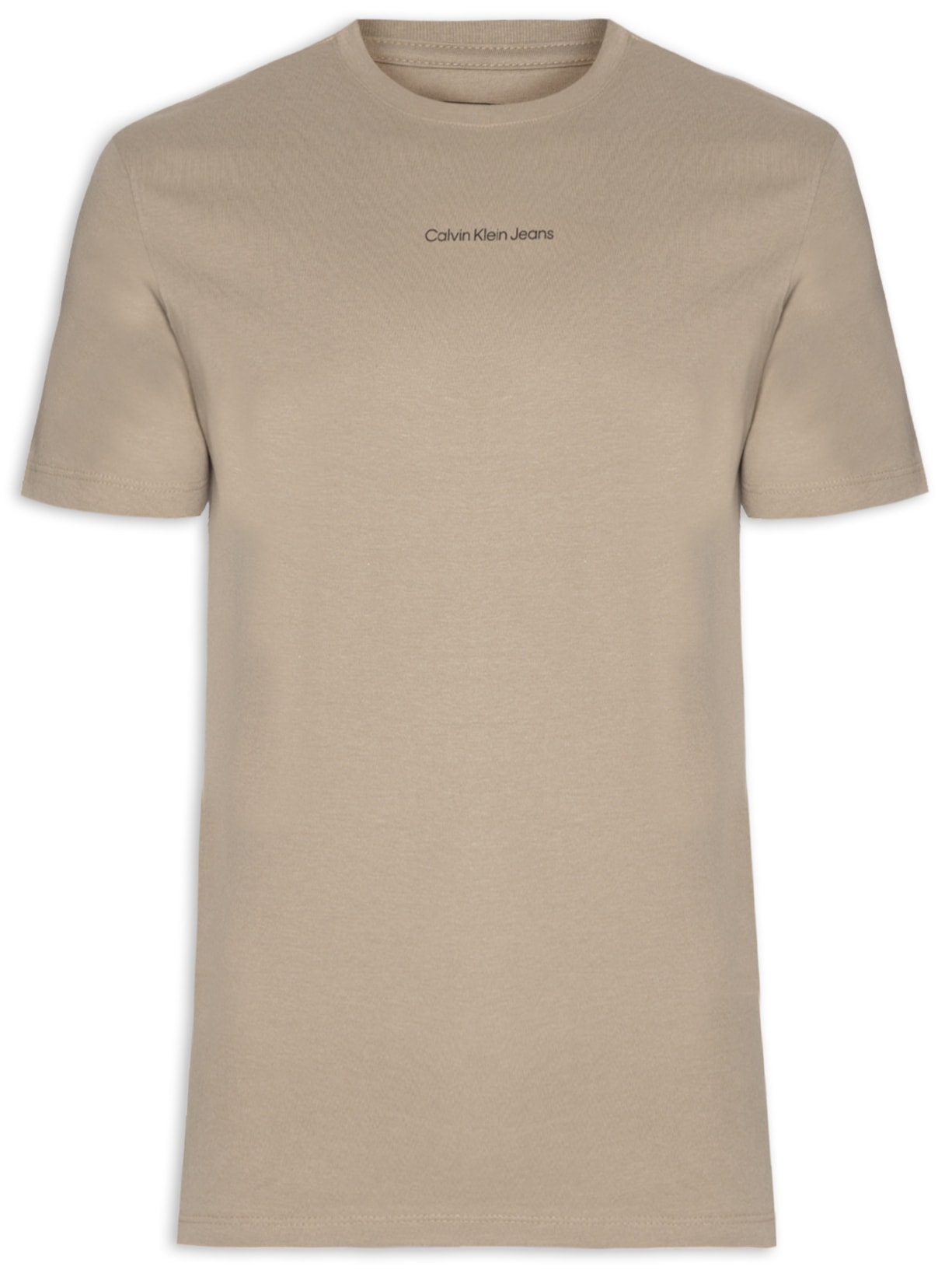 Camiseta Masculina Manga Curta Logo Centralizado - Bege