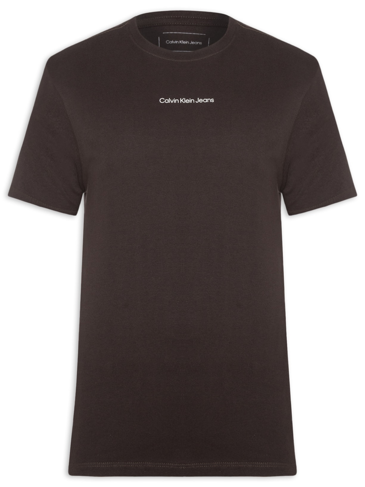 Camiseta Masculina Manga Curta Logo Centralizado Marrom Calvin Klein Jeans