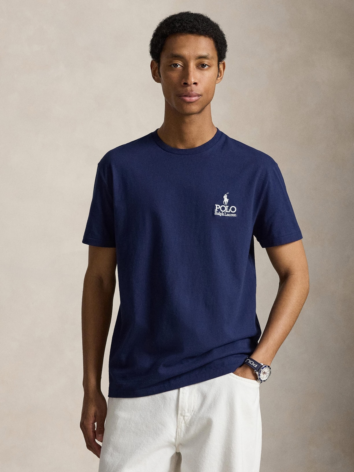 Camiseta Masculina Manga Curta Logo Deslocado Azul Polo Ralph Lauren