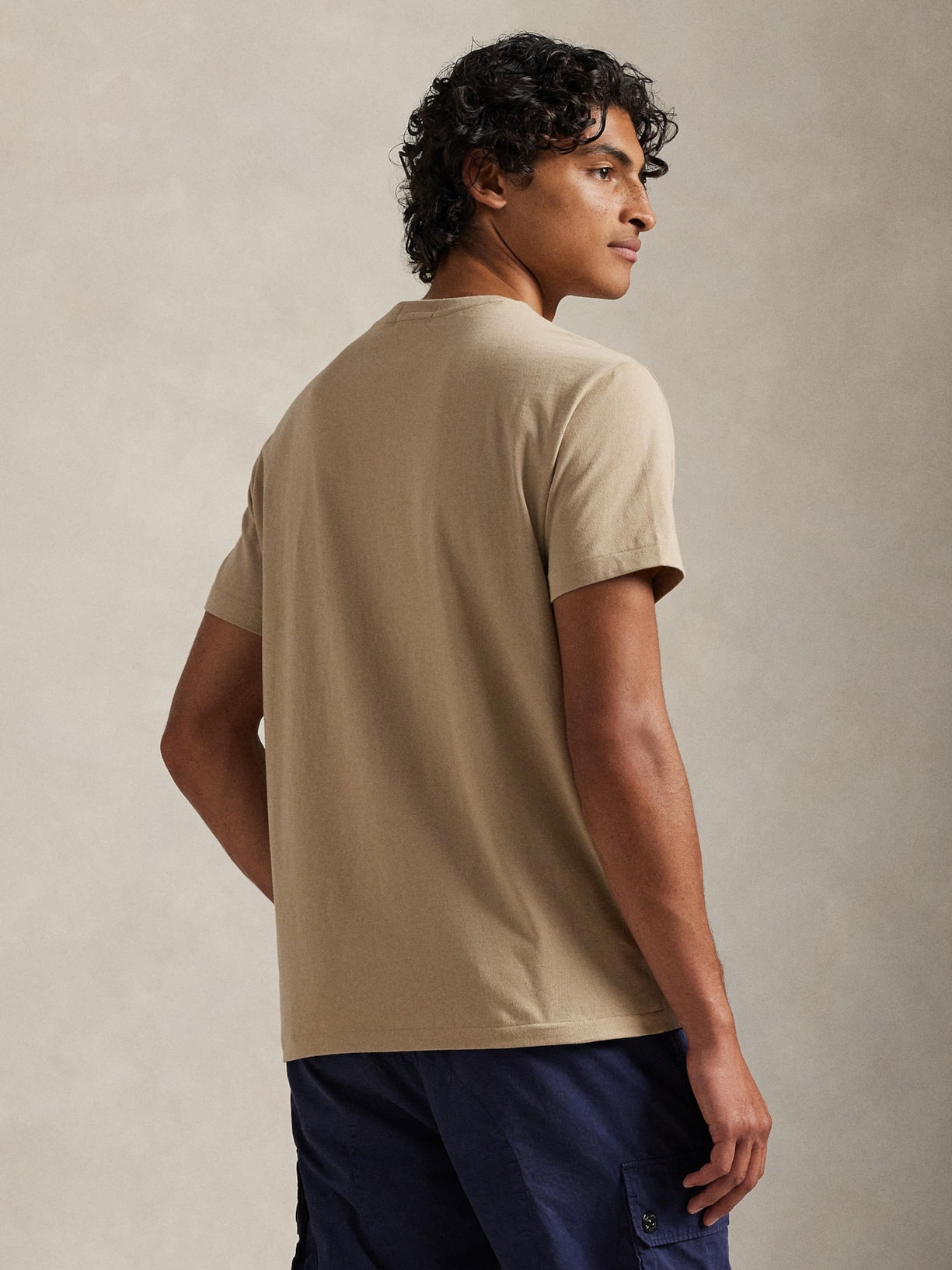 Camiseta Masculina Manga Curta Logo Deslocado Bege Polo Ralph Lauren