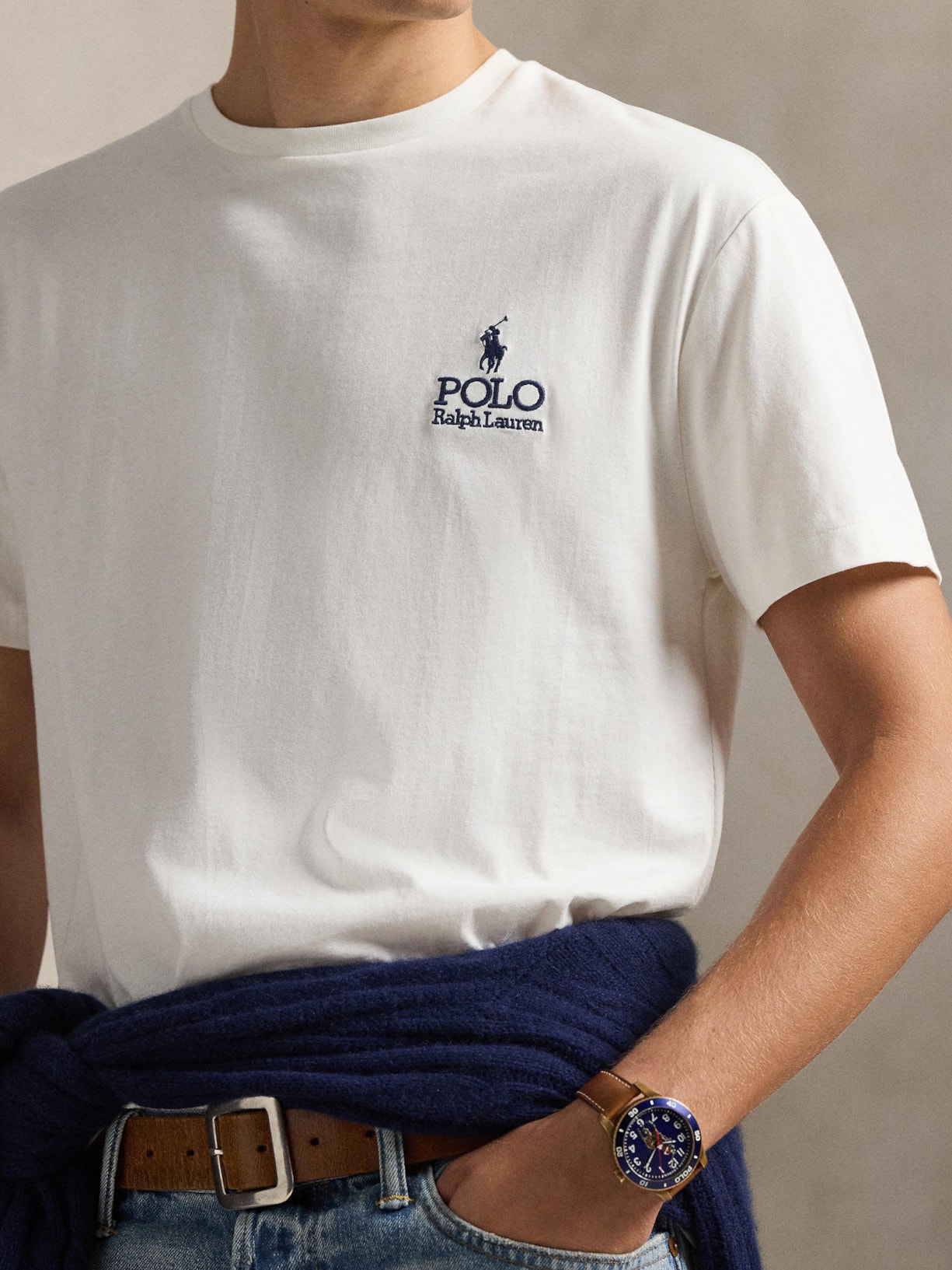 Camiseta Masculina Manga Curta Logo Deslocado Branco Polo Ralph Lauren