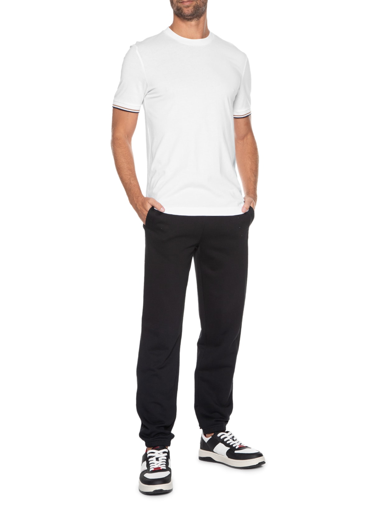 Camiseta Masculina Manga Curta Logo Estampado Thompson Branco Boss