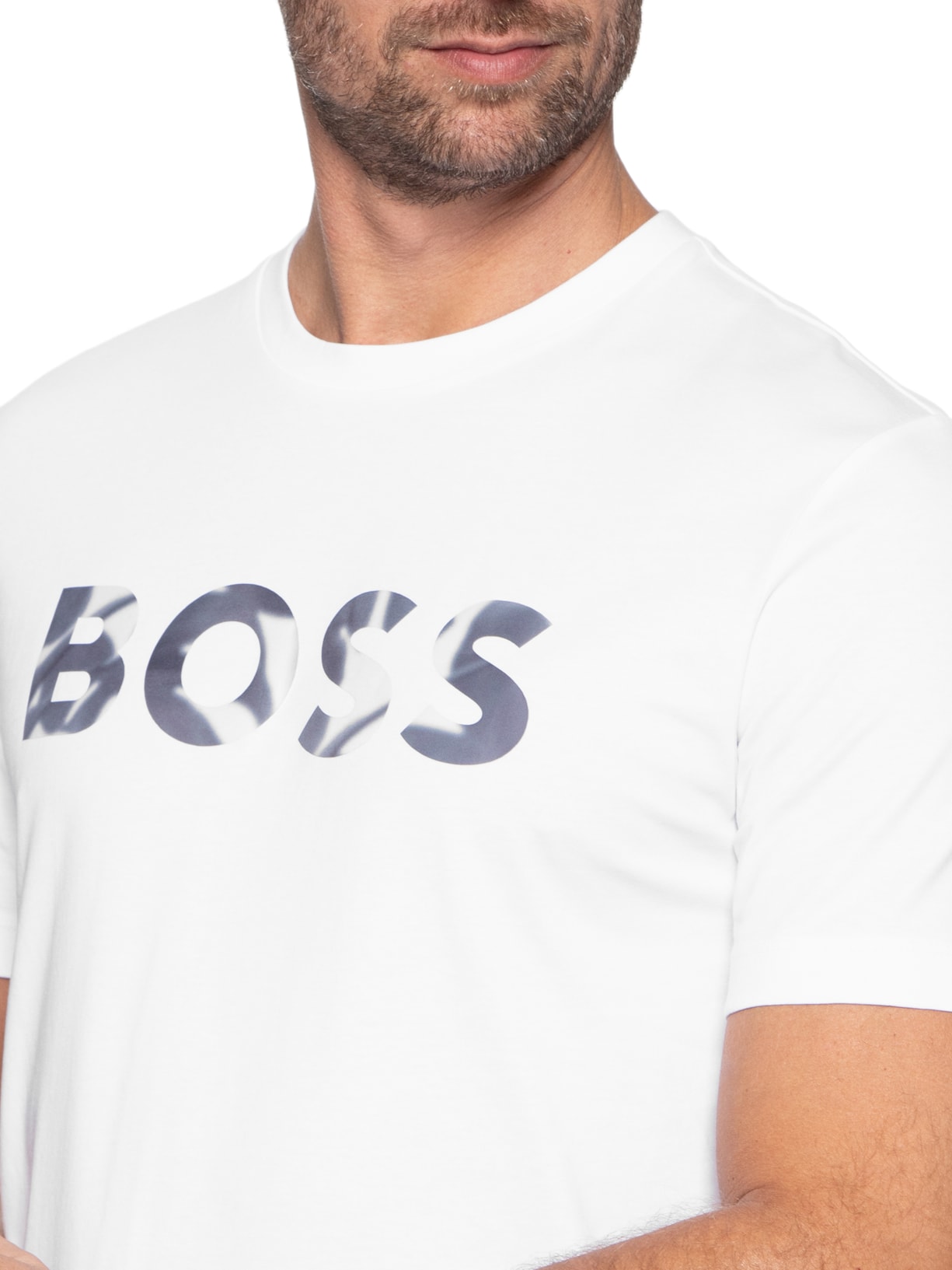 Camiseta Masculina Manga Curta Logo Estampado Thompson Branco Boss