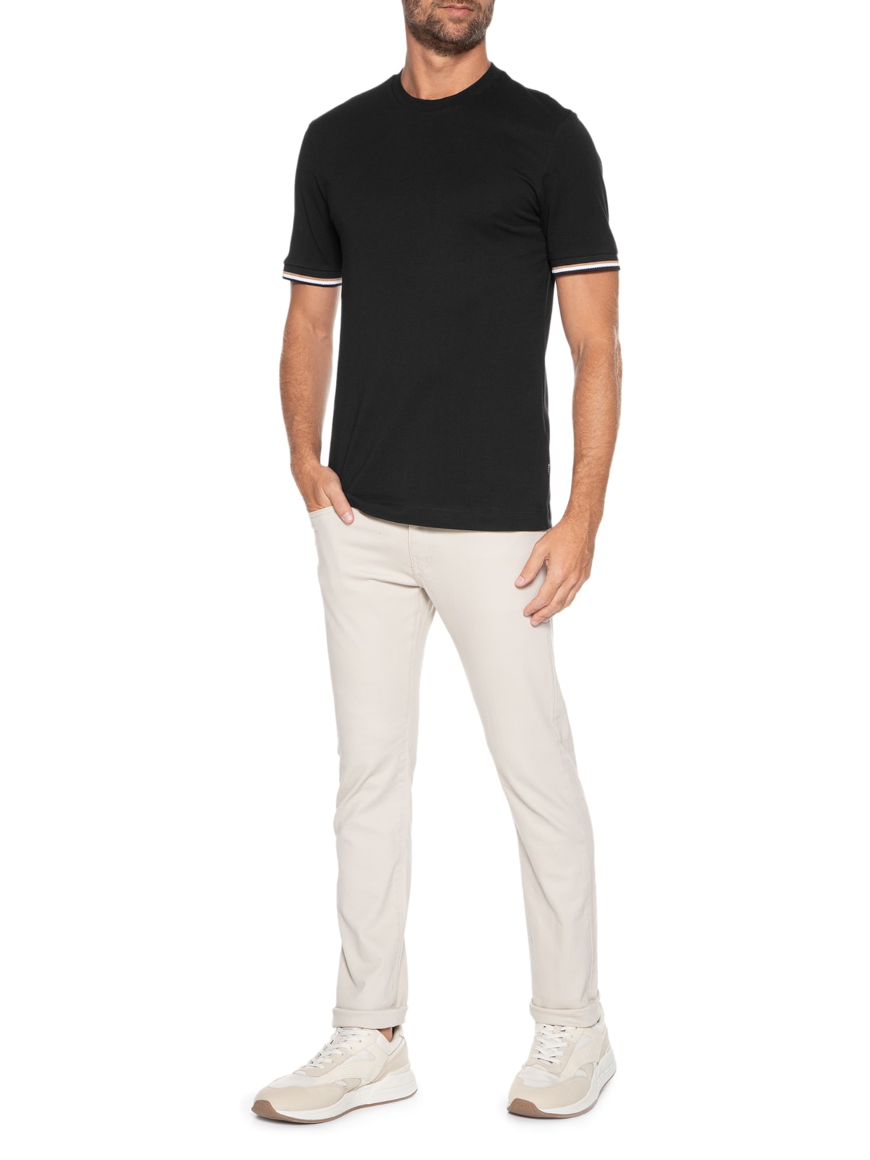 Camiseta Masculina Manga Curta Logo Estampado Thompson Preto Boss