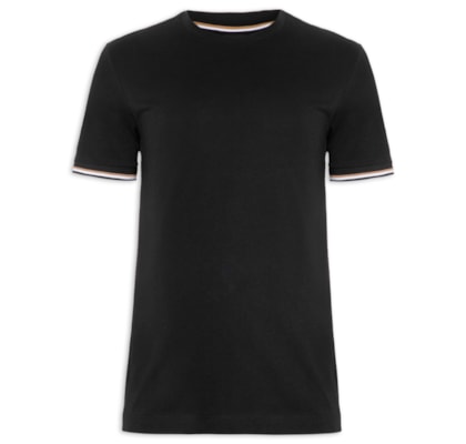 Camiseta Masculina Manga Curta Logo Estampado Thompson - Preto