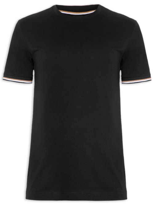 Camiseta Masculina Manga Curta Logo Estampado Thompson - Preto