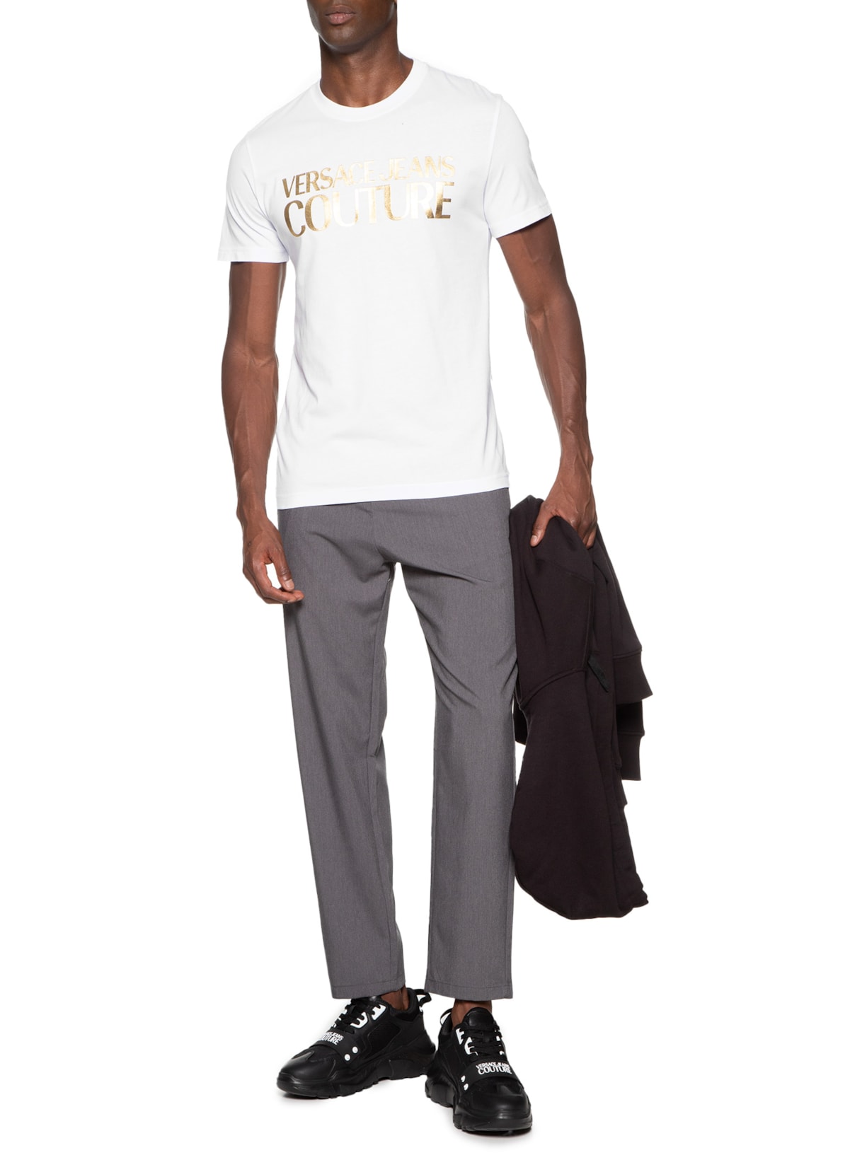 Camiseta Masculina Manga Curta Logo Foil Branco Versace Jeans Couture