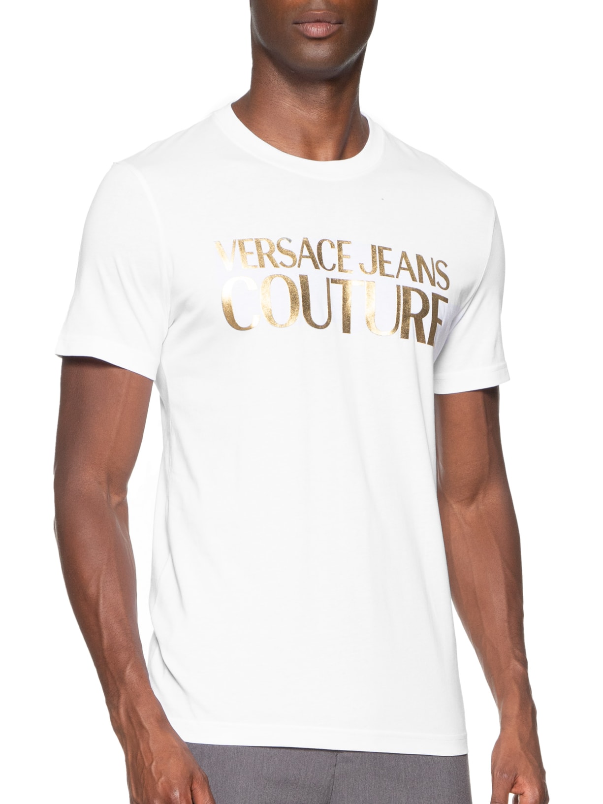 Camiseta Masculina Manga Curta Logo Foil Branco Versace Jeans Couture