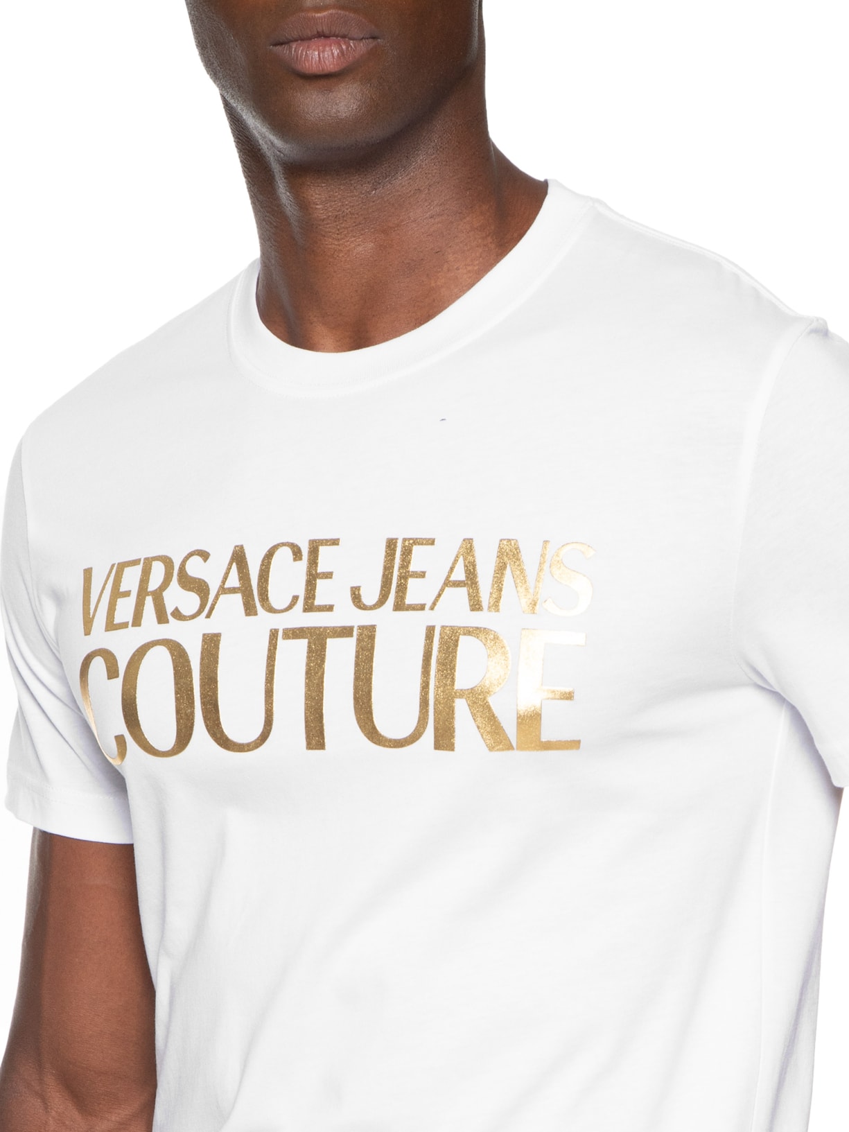 Camiseta Masculina Manga Curta Logo Foil Branco Versace Jeans Couture