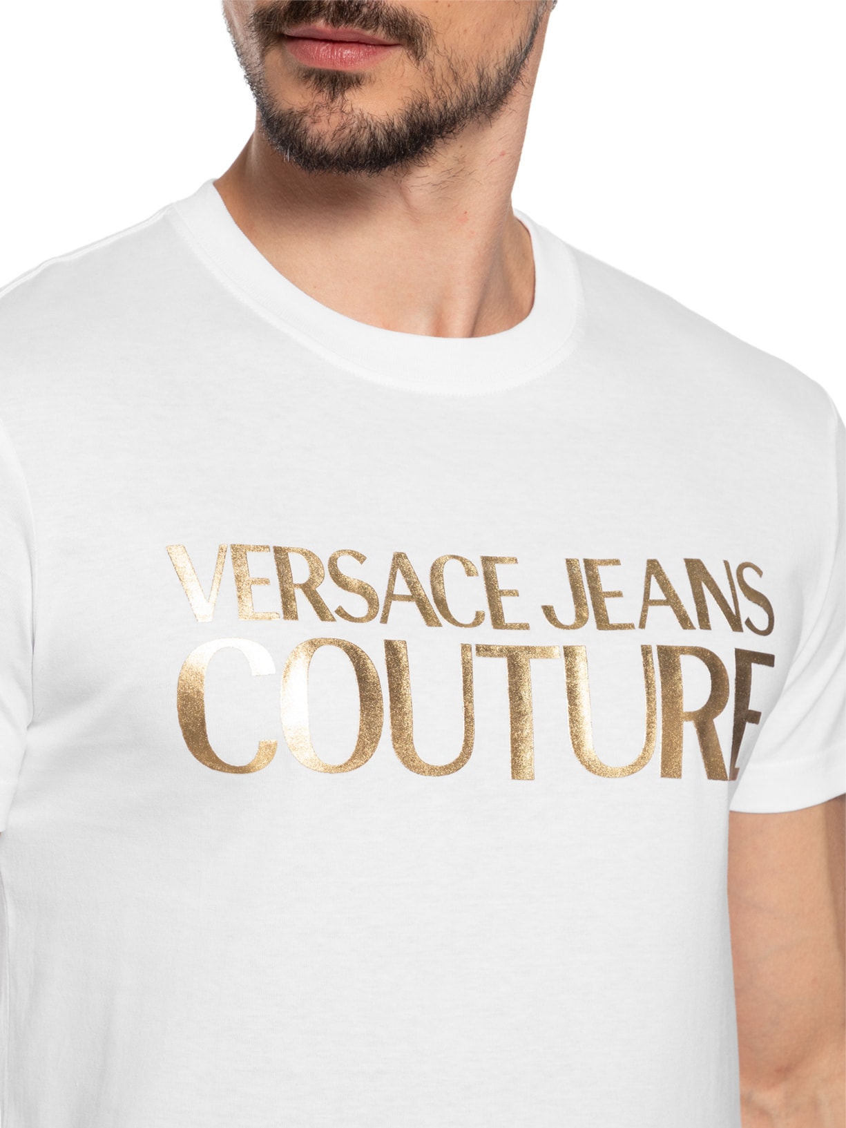 Camiseta Masculina Manga Curta Logo Foil Branco  Versace Jeans Couture