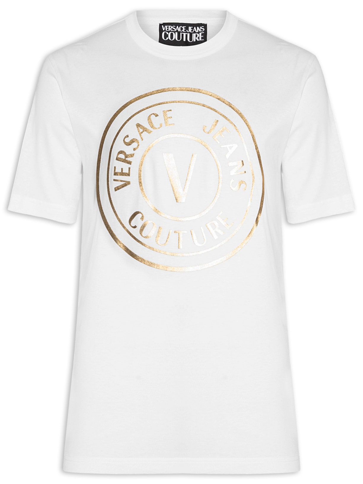 Camiseta Masculina Manga Curta Logo Foil Branco Versace Jeans Couture