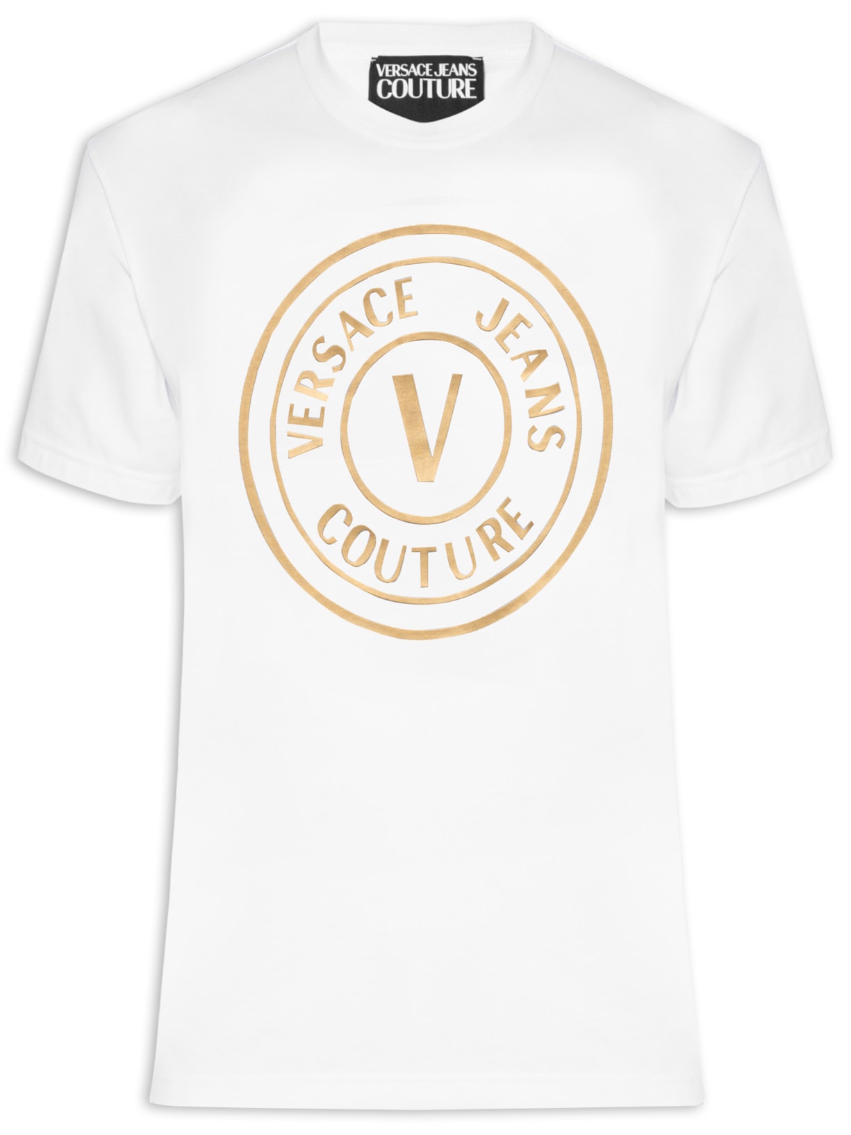 Camiseta Masculina Manga Curta Logo Foil Grande Branco Versace Jeans Couture