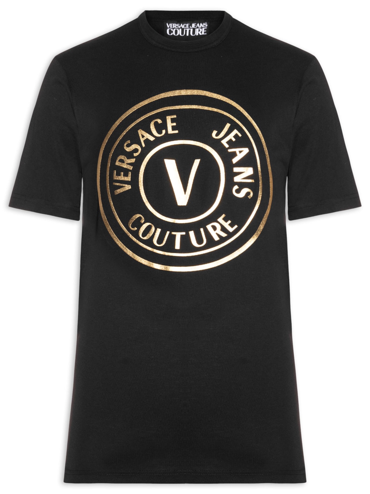 Camiseta Masculina Manga Curta Logo Foil Preto  Versace Jeans Couture