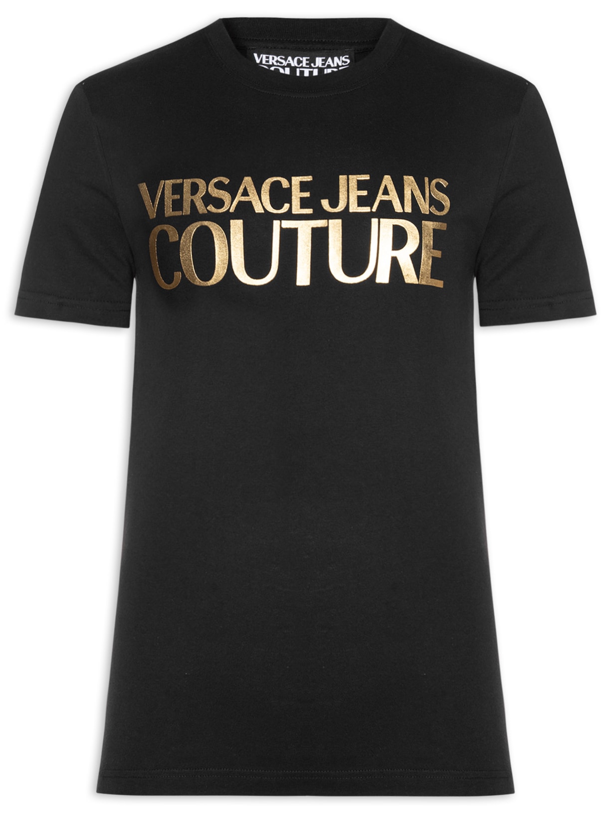 Camiseta Masculina Manga Curta Logo Foil Preto Versace Jeans Couture
