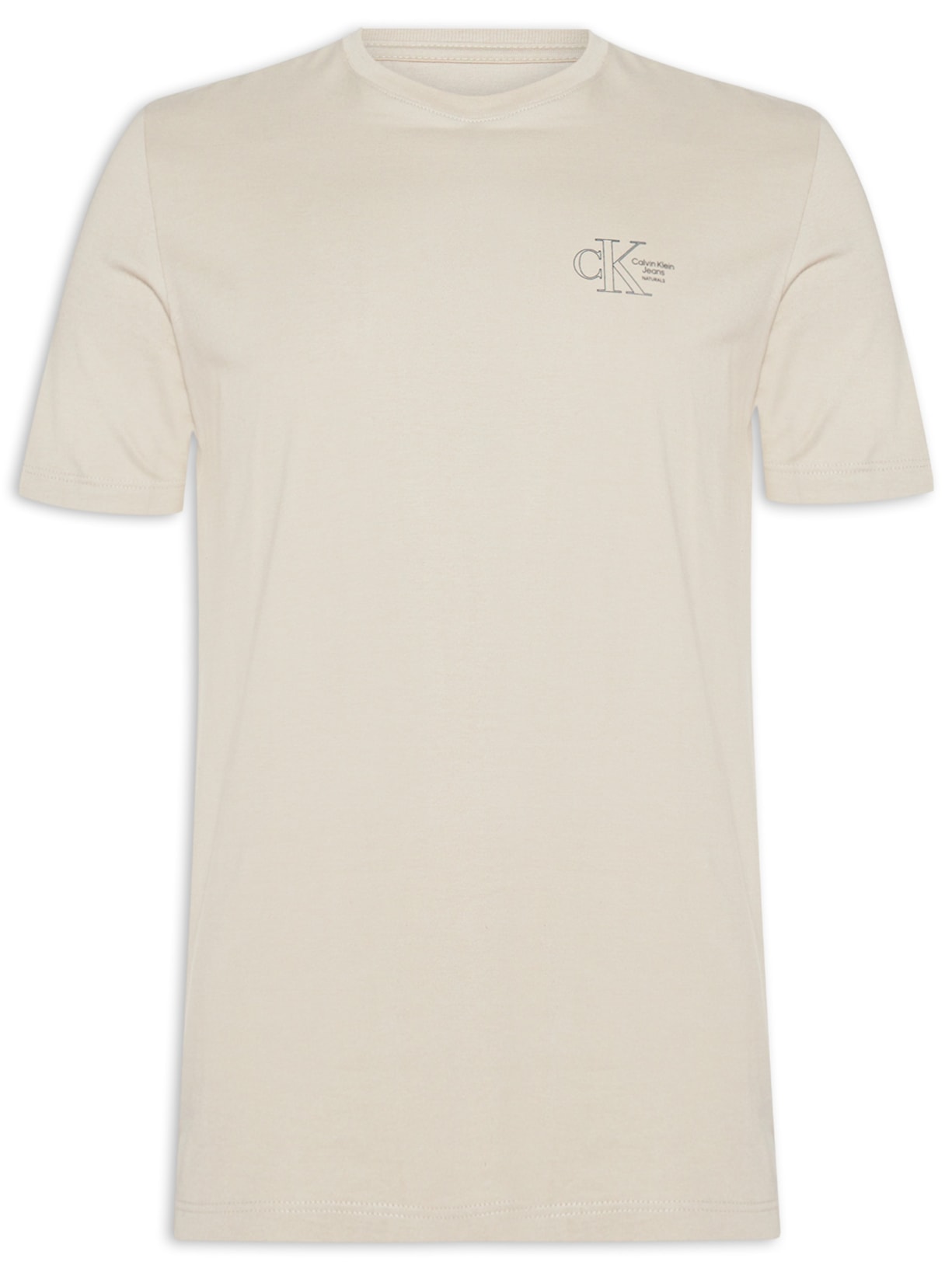 Camiseta Masculina Manga Curta Logo Naturals Peito - Bege