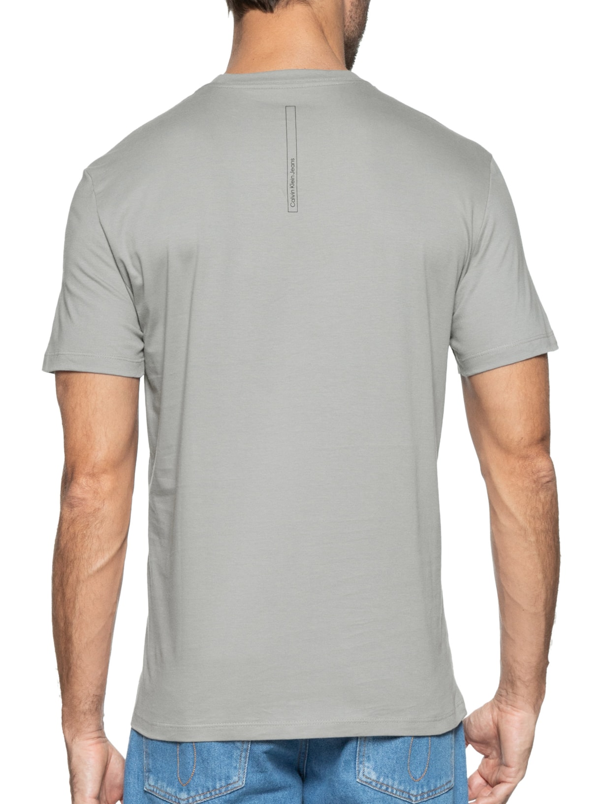 Camiseta Masculina Manga Curta Logo Naturals Peito Cinza  Calvin Klein Jeans
