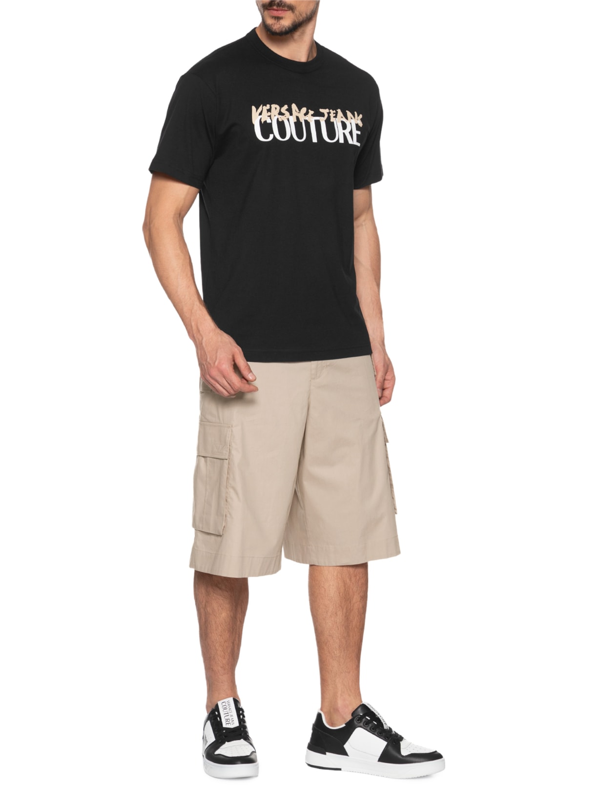 Camiseta Masculina Manga Curta Logo Preto Versace Jeans Couture