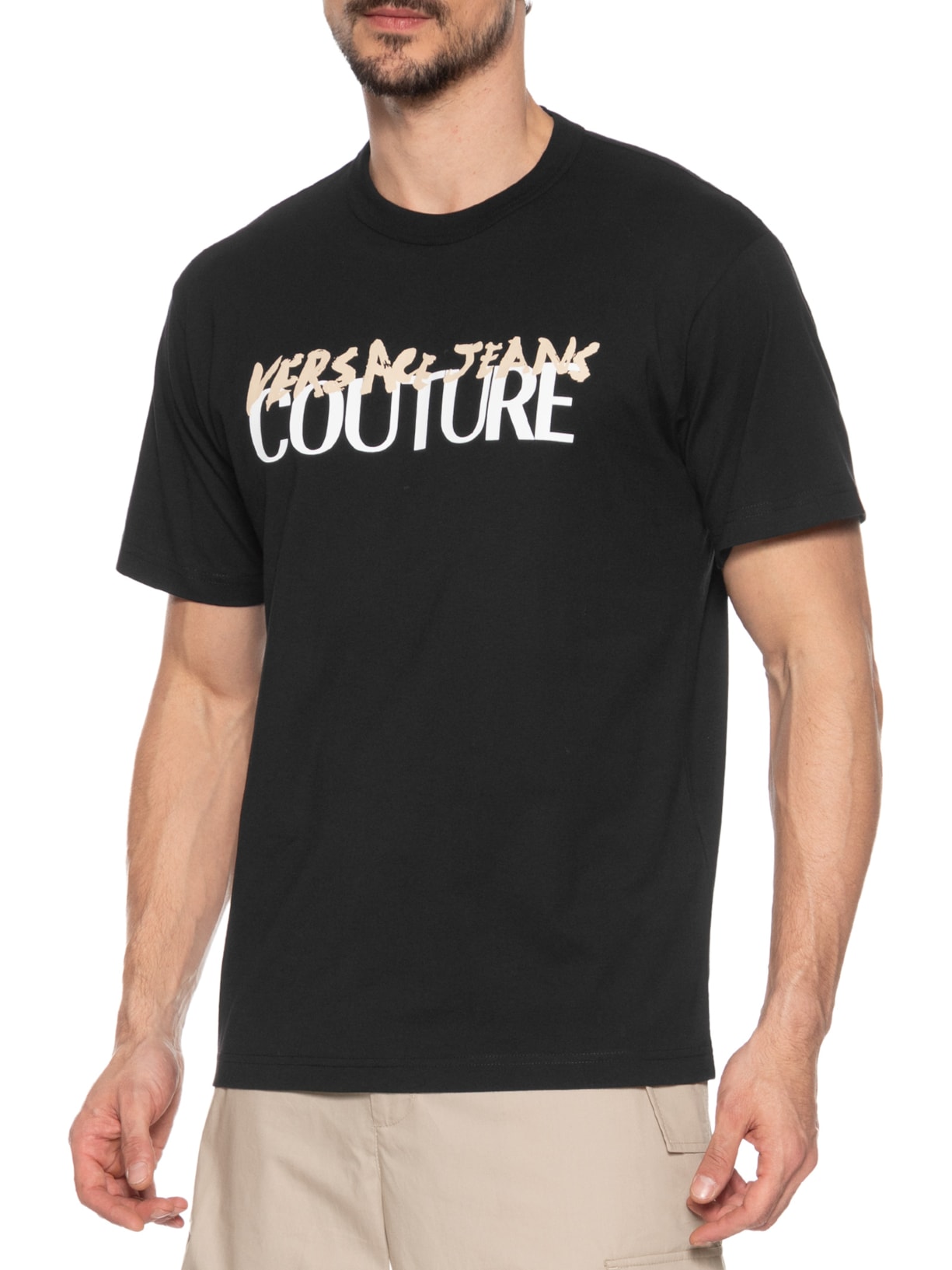 Camiseta Masculina Manga Curta Logo Preto Versace Jeans Couture