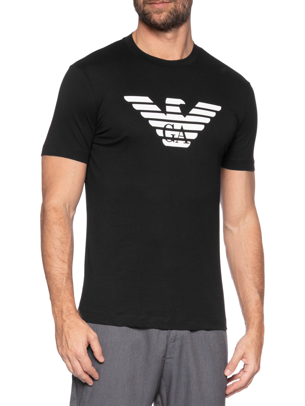 Camiseta Masculina Manga Curta Logo Preto Emporio Armani
