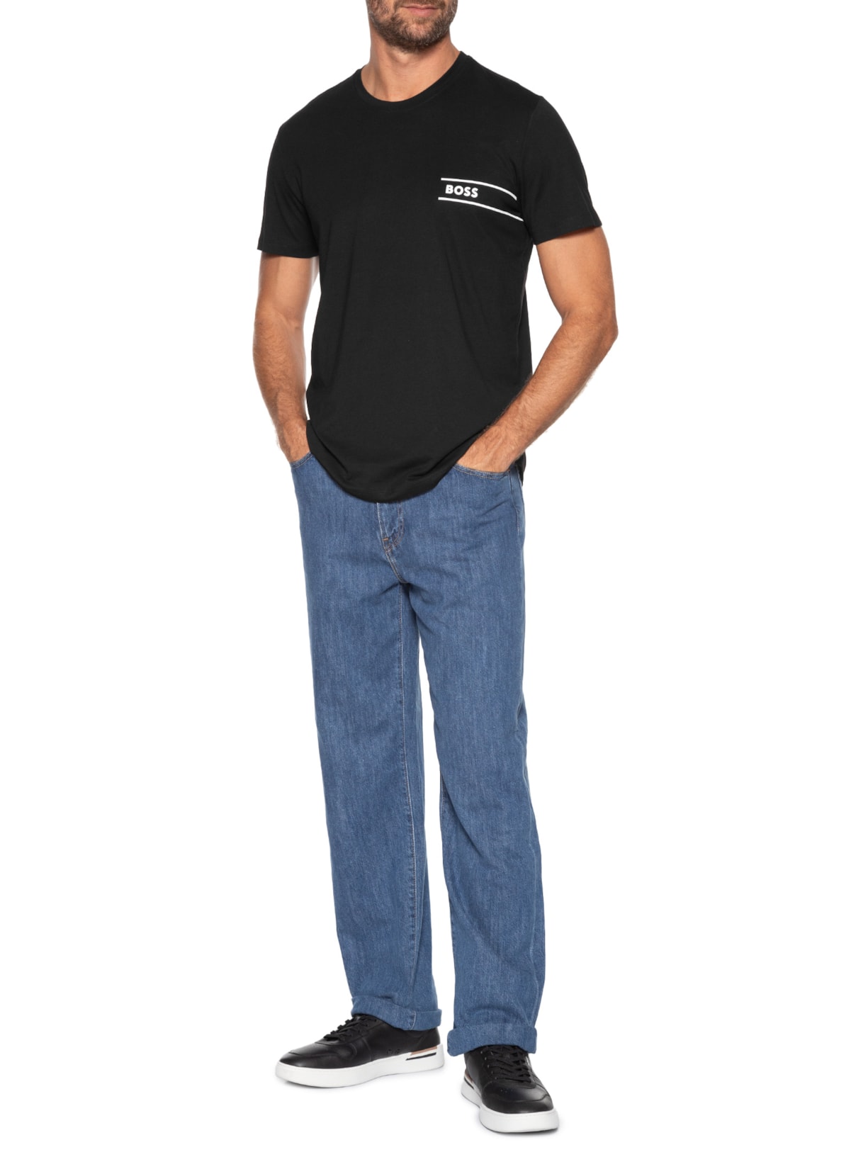 Camiseta Masculina Manga Curta Logo Print RN 24 Preto Boss