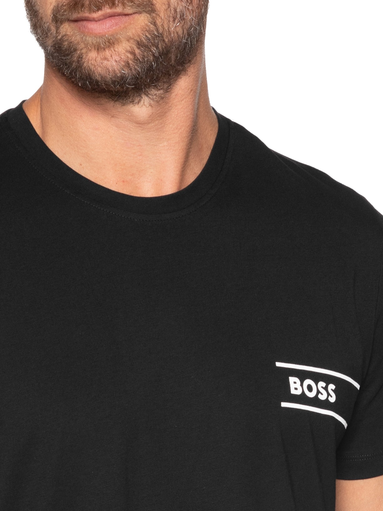 Camiseta Masculina Manga Curta Logo Print RN 24 Preto Boss