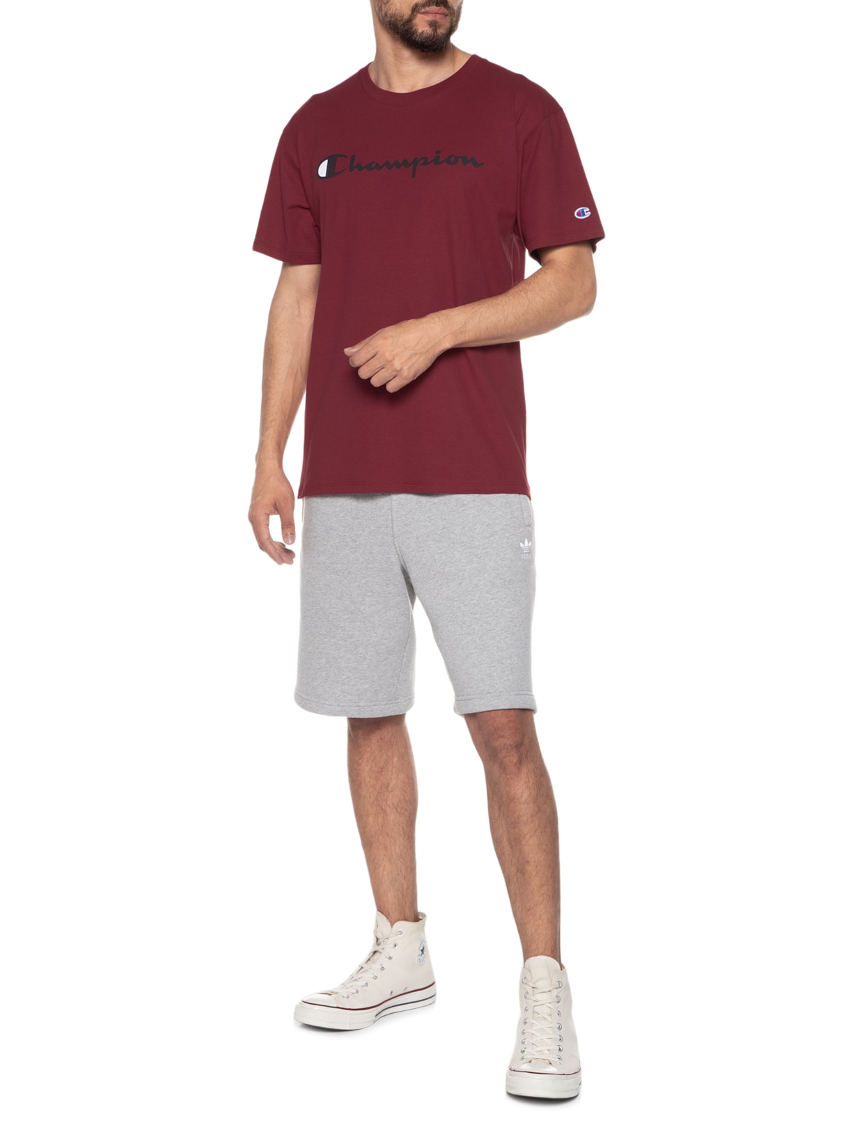 Camiseta Masculina Manga Curta Logo Script Ink Vermelho Champion