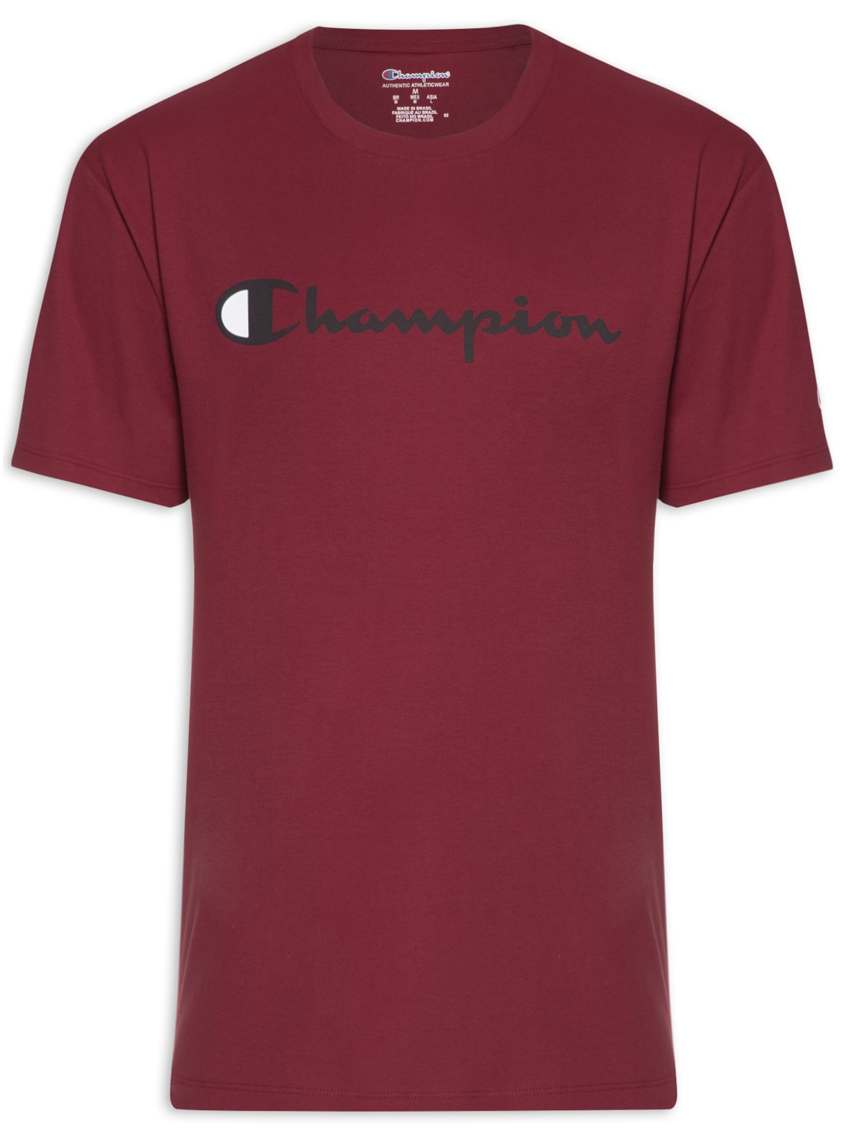 Camiseta Masculina Manga Curta Logo Script Ink Vermelho Champion