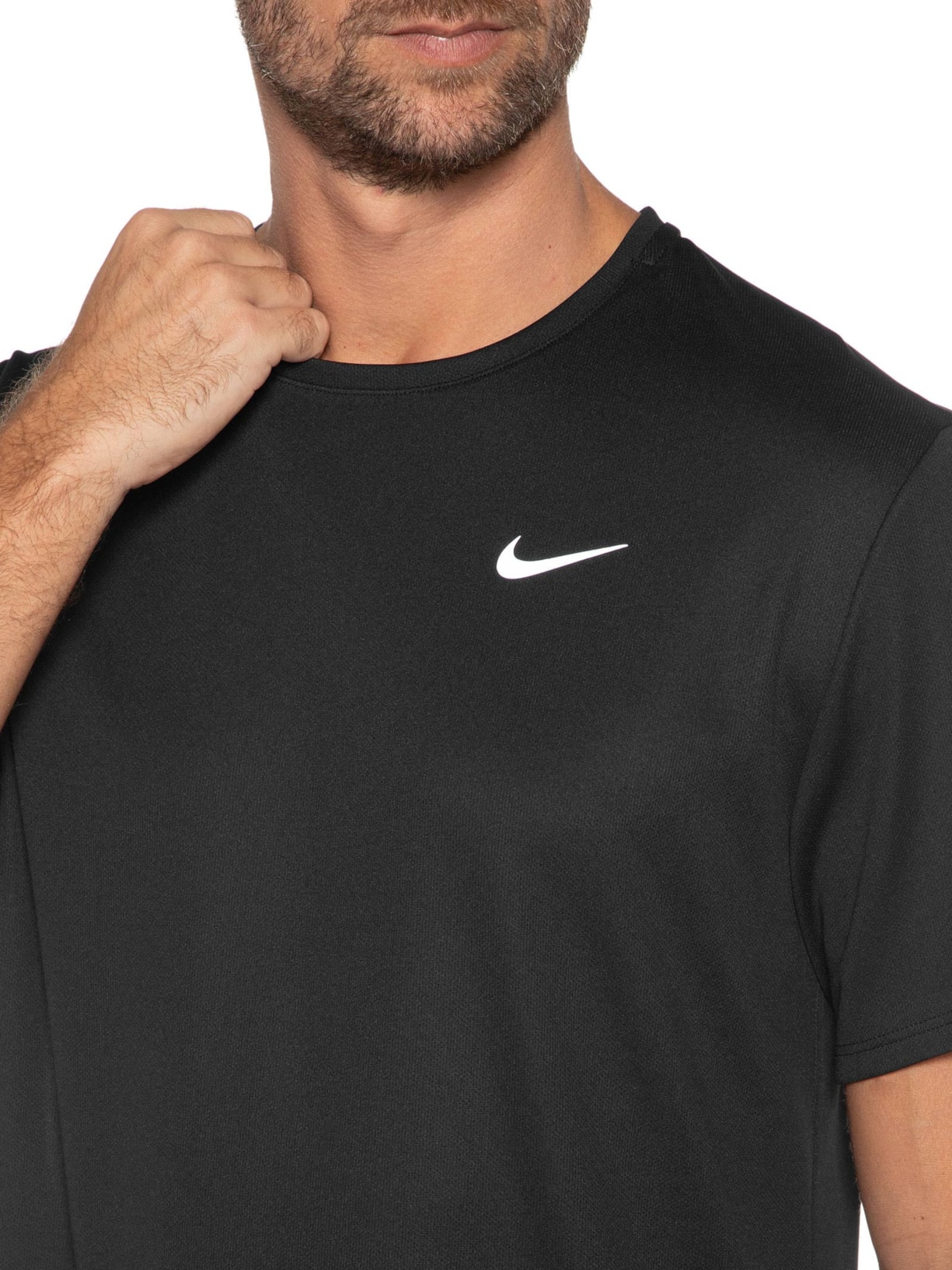 Camiseta Masculina Manga Curta M Df Uv Miler Ss Preto Nike