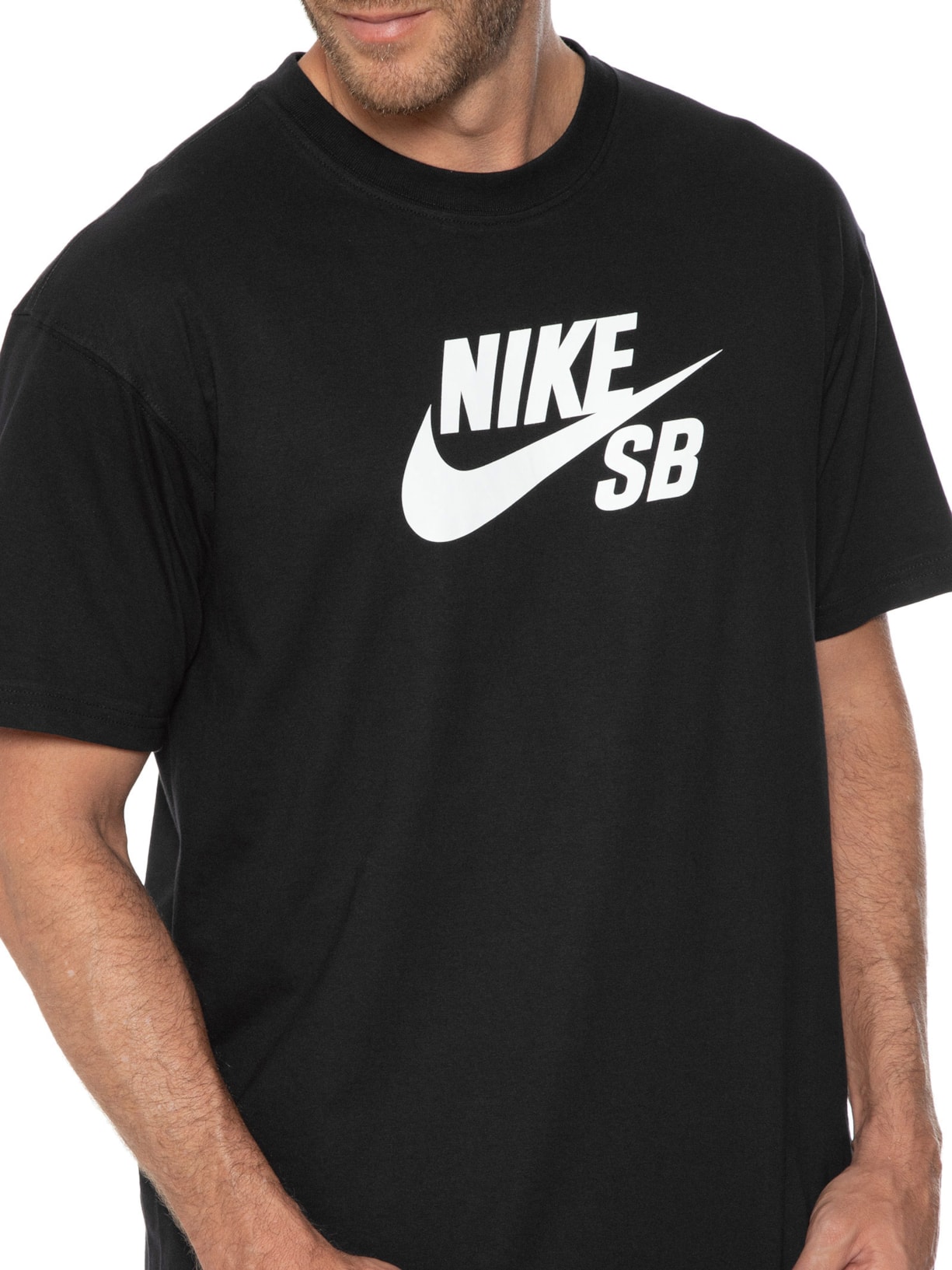 Camiseta Masculina Manga Curta M Nk Sb Tee Logo Preto Nike