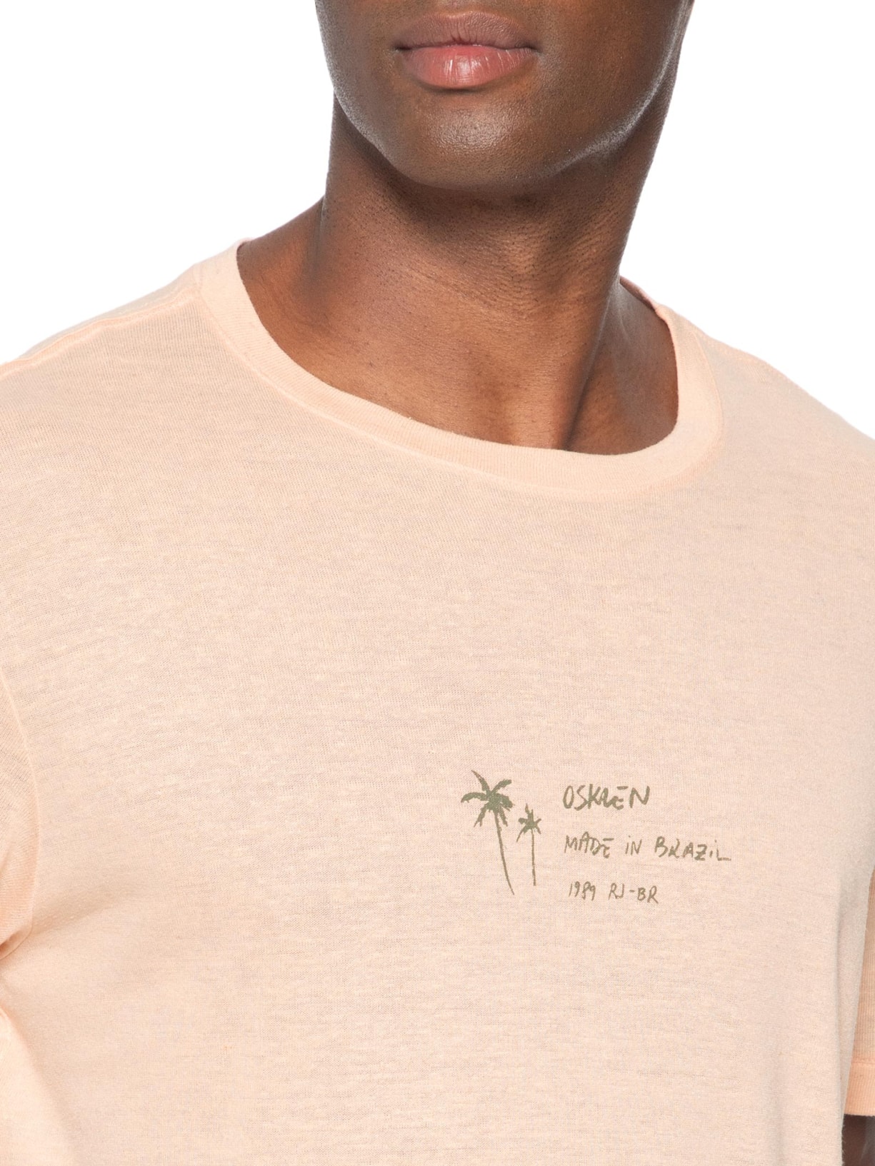 Camiseta Masculina Manga Curta Made In Brazil Light Linen Rosa Osklen