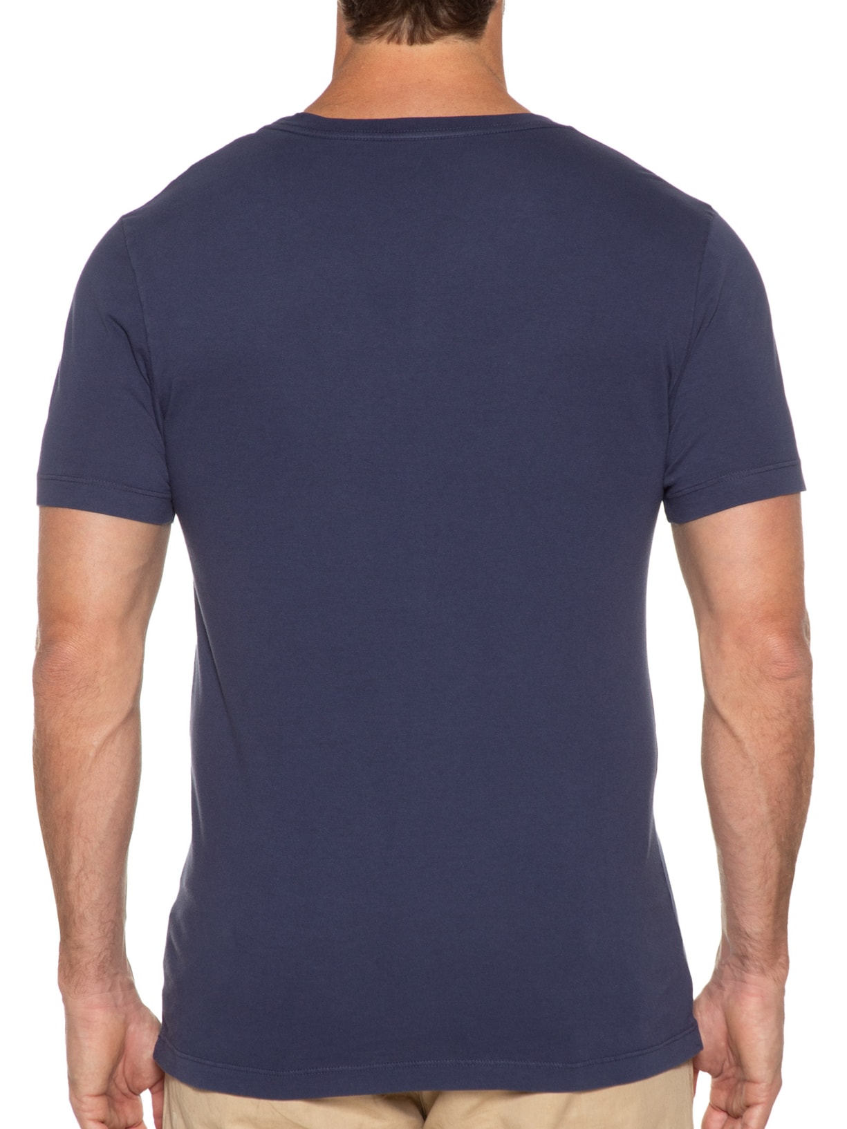 Camiseta Masculina Manga Curta Malha Básica V Azul Vr