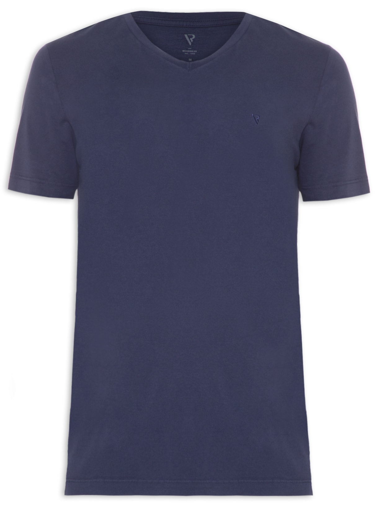 Camiseta Masculina Manga Curta Malha Básica V - Azul