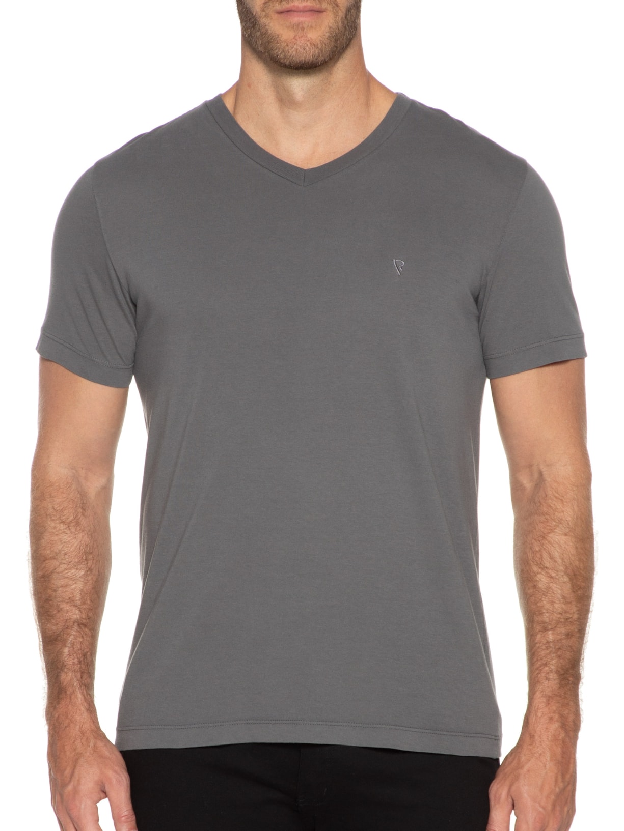 Camiseta Masculina Manga Curta Malha Básica V Cinza Vr