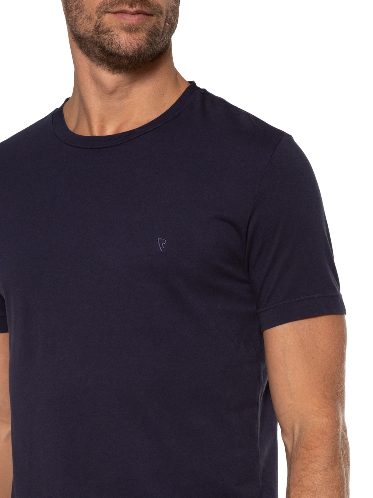 Camiseta Masculina Manga Curta Malha Gd Basica Careca Azul Vr