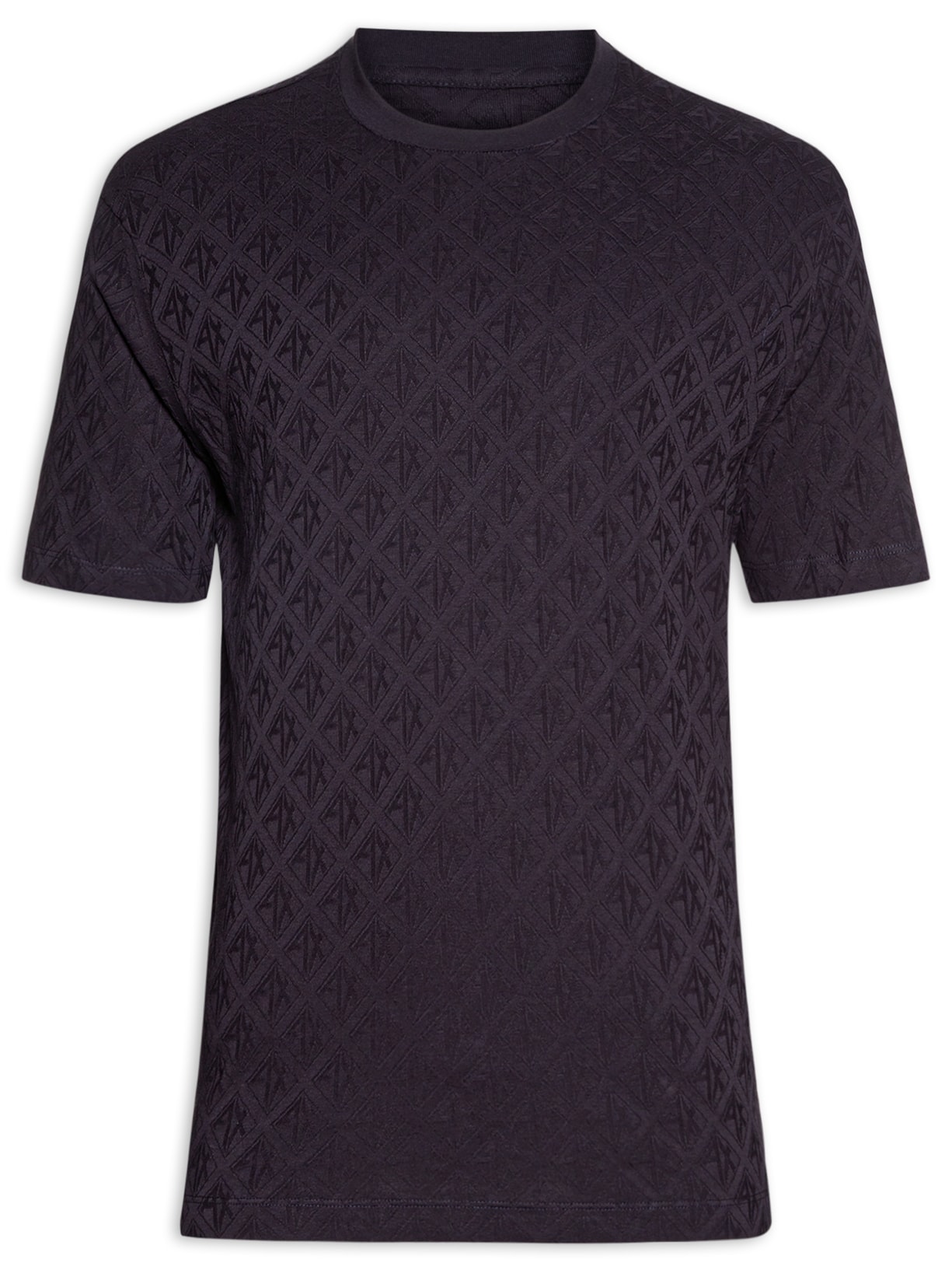 Camiseta Masculina Manga Curta Malha Jacquard - Azul