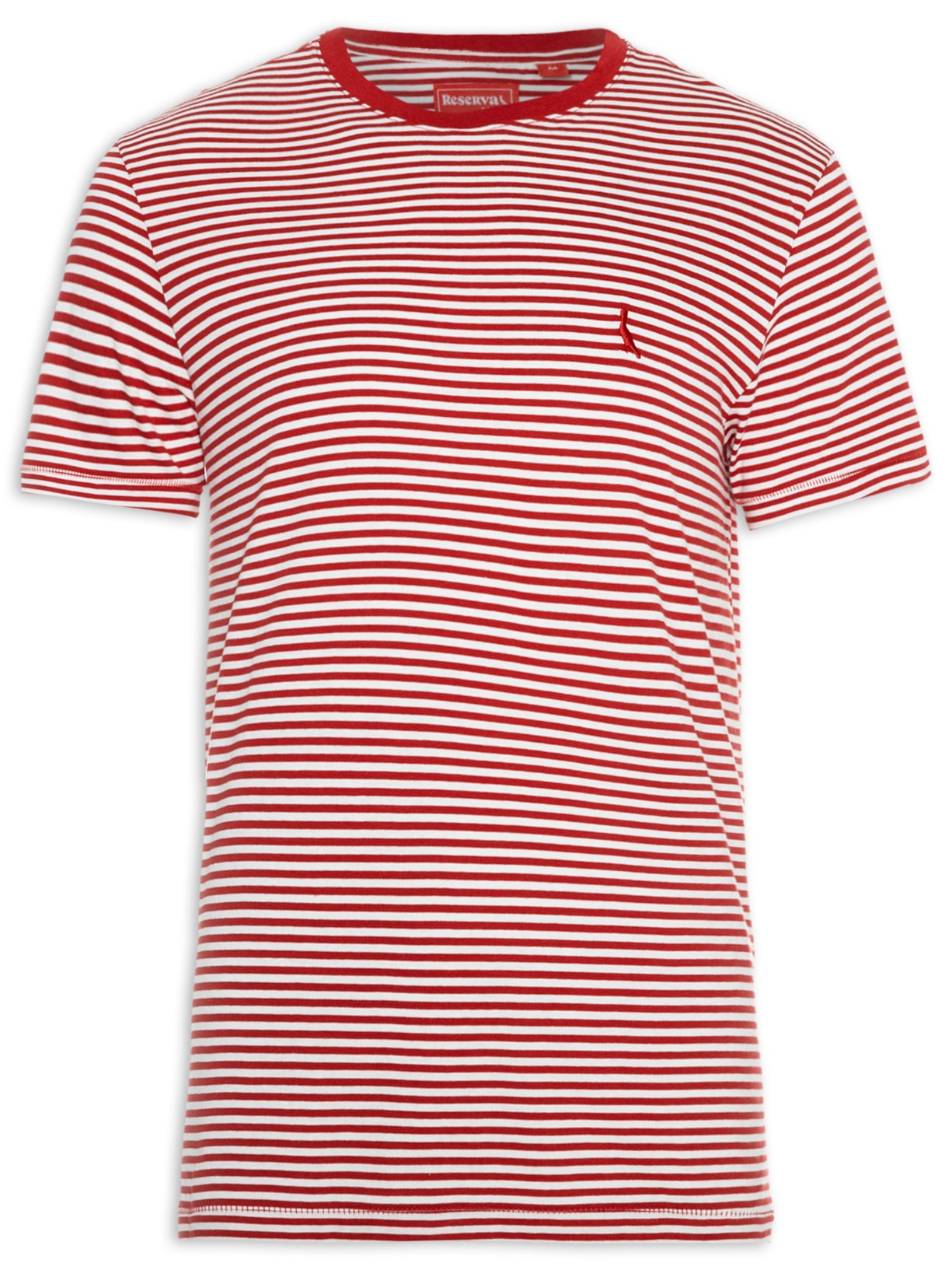 Camiseta Masculina Manga Curta Malha Listradinha - Vermelho