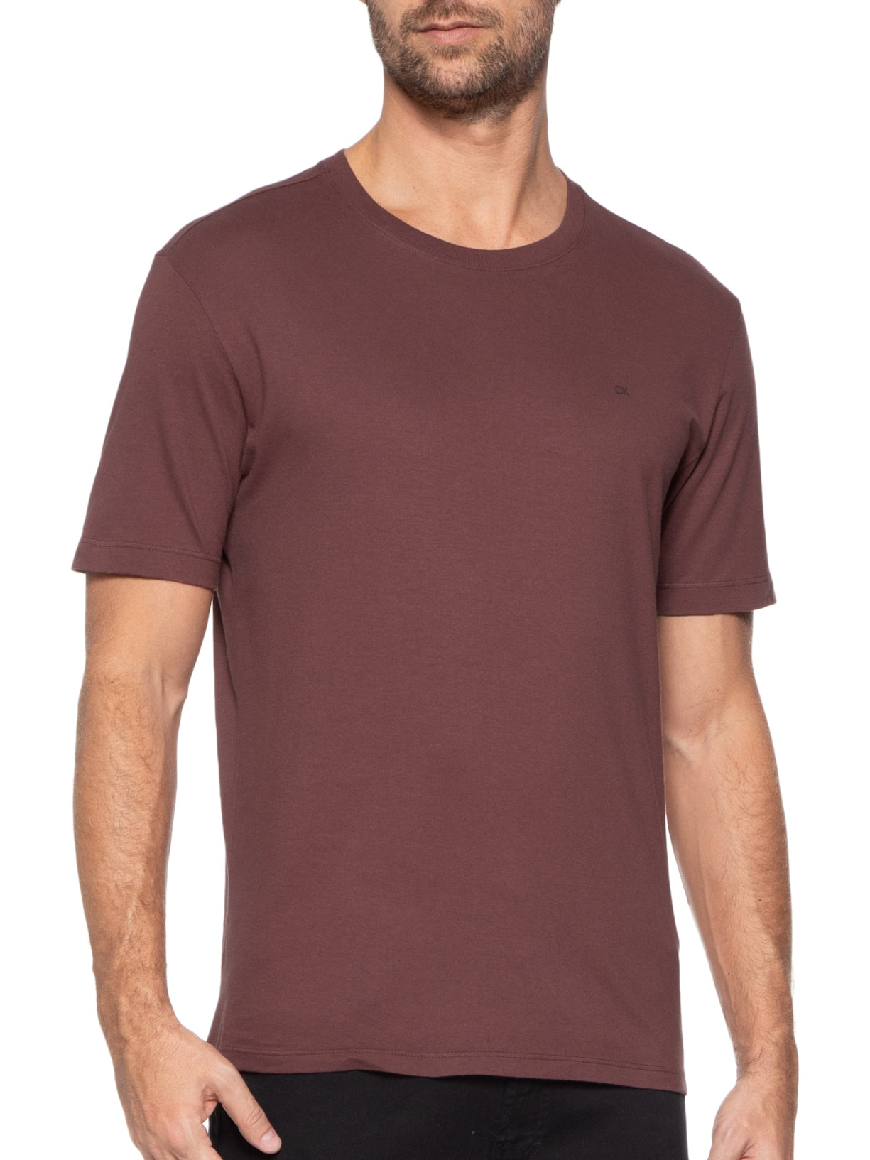 Camiseta Masculina Manga Curta Meia Malha Vinho Calvin Klein - White Label