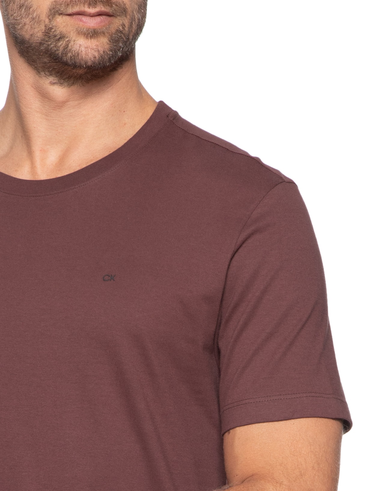 Camiseta Masculina Manga Curta Meia Malha Vinho Calvin Klein - White Label
